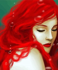 Red Hair Woman In Water paint by numbers