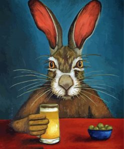 Big Eared Bunny Drinking Art paint by numbers