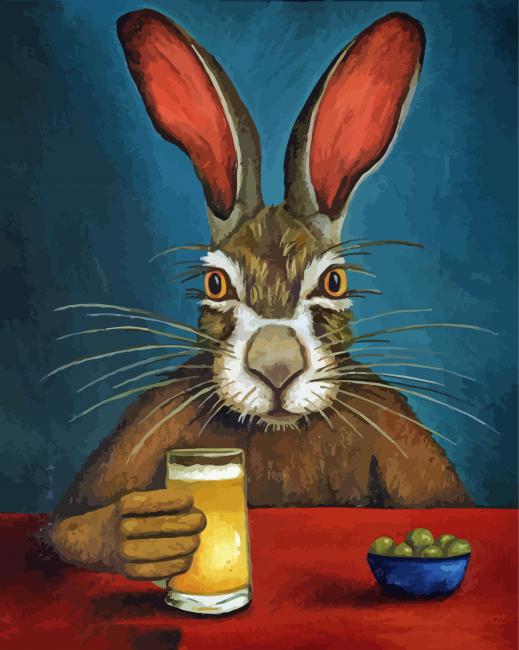 Big Eared Bunny Drinking Art paint by numbers