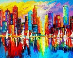 Colorful Abstract Buildings paint by numbers