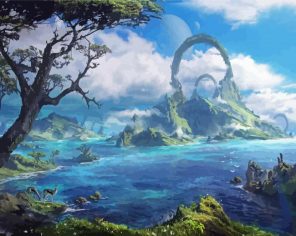 Fantasy Landscape paint by numbers
