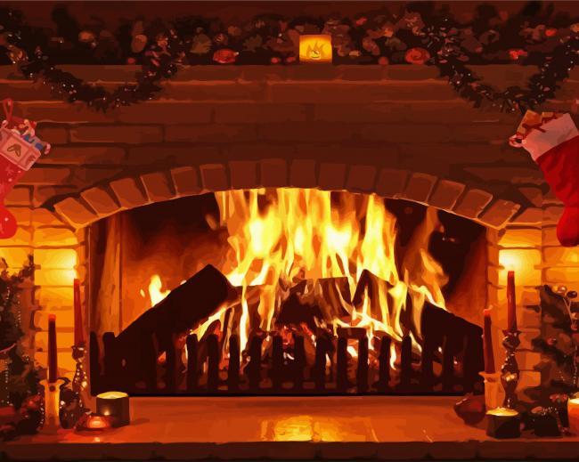Fire Place Artistic paint by numbers