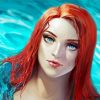 Gorgeous Red Hair Woman In Water paint by numbers