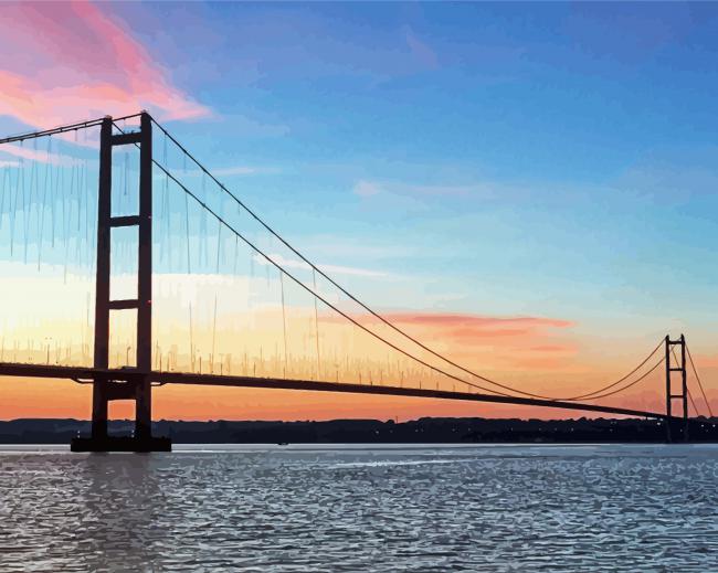 Hull Humber Bridge At Sunset paint by numbers