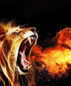 Lion Roaring Fire paint by numbers