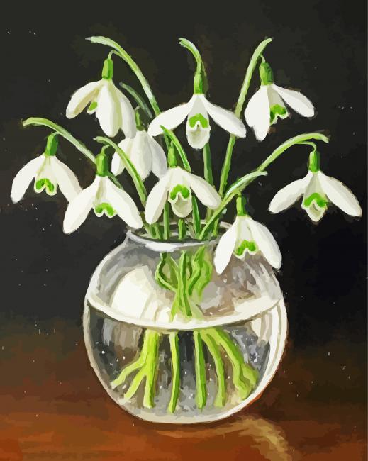 Snow Drops In Glass Bowl paint by numbers