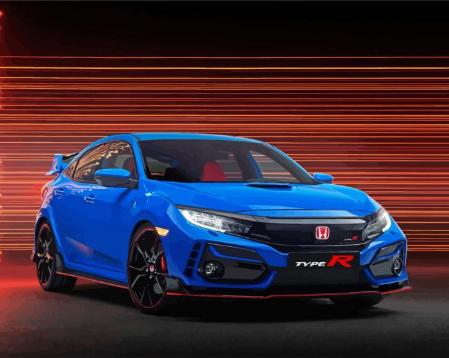 Blue Honda Civic paint by numbers