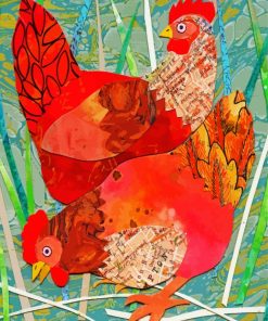 Chicken Bird Collage paint by numbers