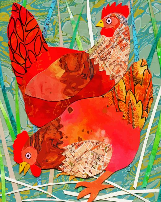 Chicken Bird Collage paint by numbers