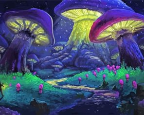 Fantasy Big Purple Mushroom paint by numbers