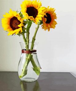 Sunflowers In Glass Vase paint by numbers