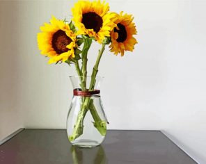 Sunflowers In Glass Vase paint by numbers