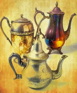 Three Vintage Tea Pots paint by numbers