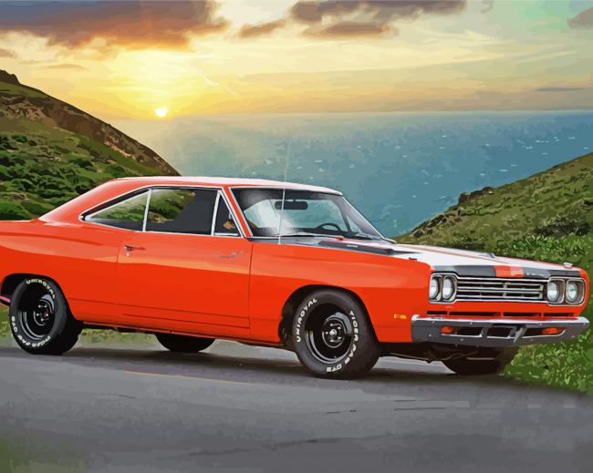 1969 Plymouth Roadrunner Sunset paint by numbers