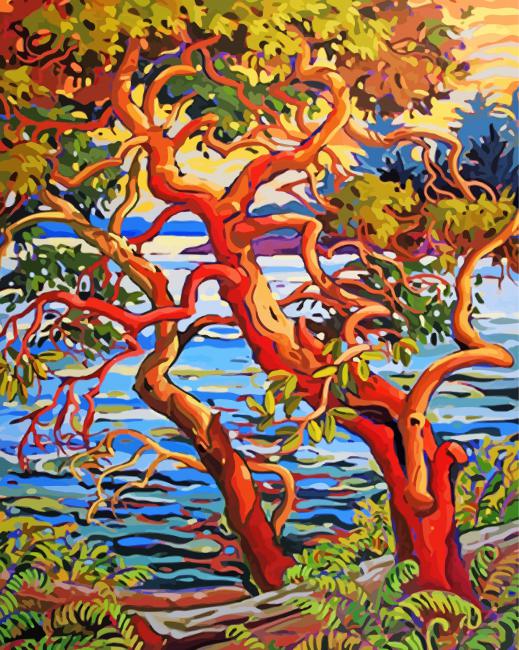 Arbutus Tree Plant Art paint by numbers