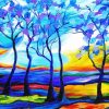 Blue Trees paint by numbers