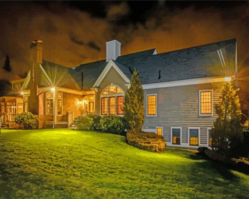 Cape Cod House By Night paint by numbers