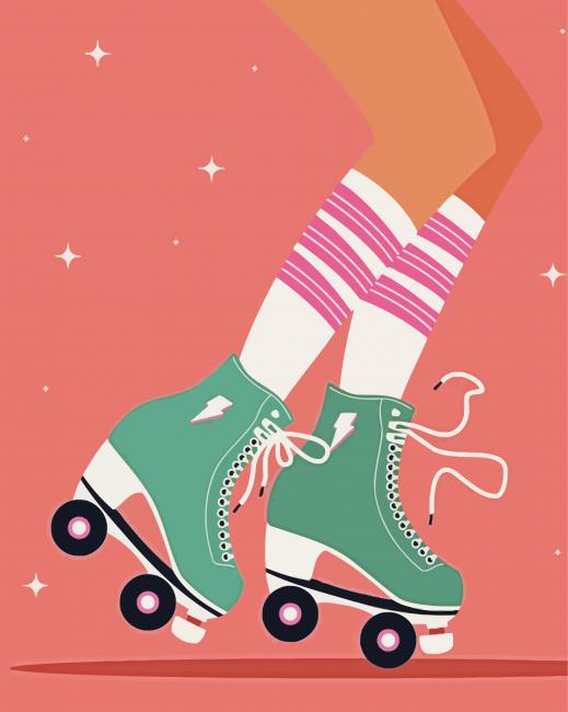 Girl On Rollerblades paint by numbers