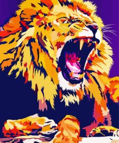 Lion Roaring Pop Art paint by numbers