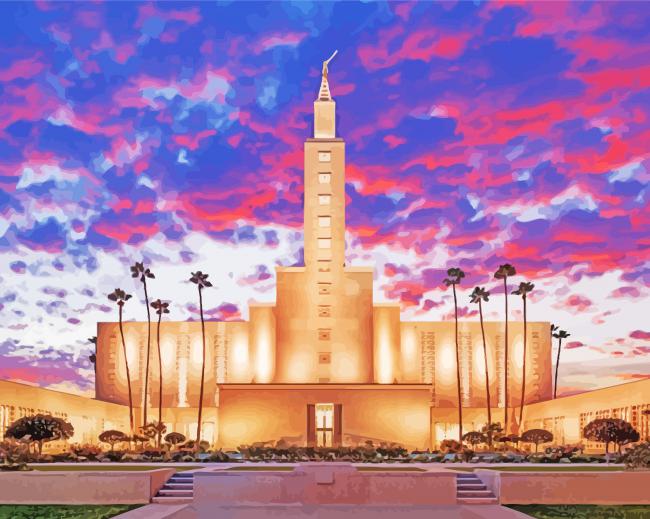 Los Angeles Temple Sunset paint by numbers