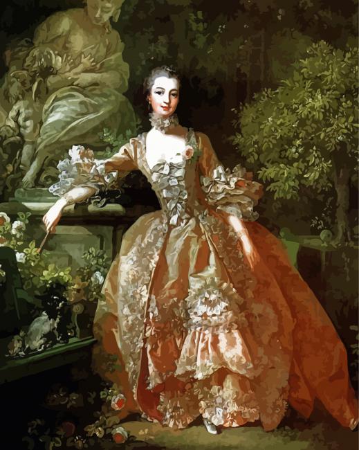 Madame De Pompadour Portrait By Francois Boucher paint by numbers