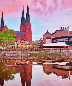 Uppsala Cathedral At Sunset paint by numbers