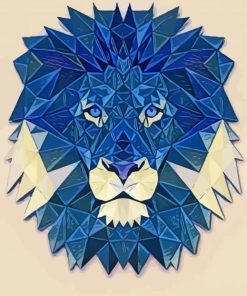 Blue Lion With Triangles paint by numbers