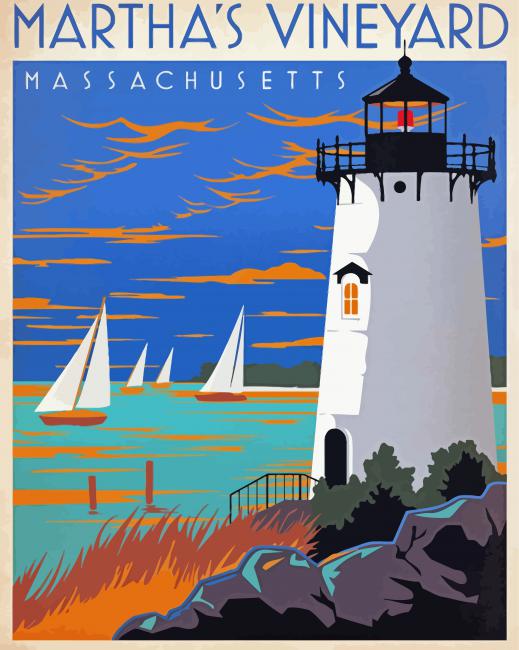 Marthas Vineyard Massachusetts Poster Paint By Number