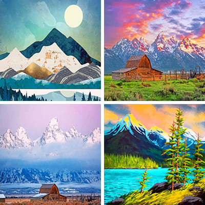 mountains painting by numbers