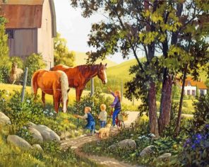 Summer Farm Horses Paint By Number