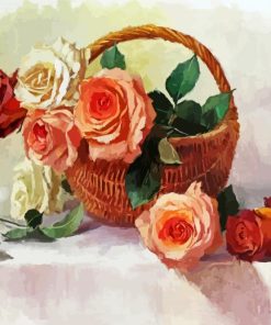 Basket Of Roses Art Paint By Number