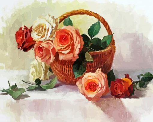 Basket Of Roses Art Paint By Number
