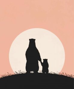 Bear Family Silhouette Paint By Number