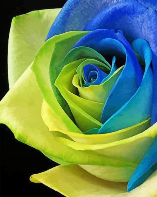 Blue And Green Flower Paint By Number
