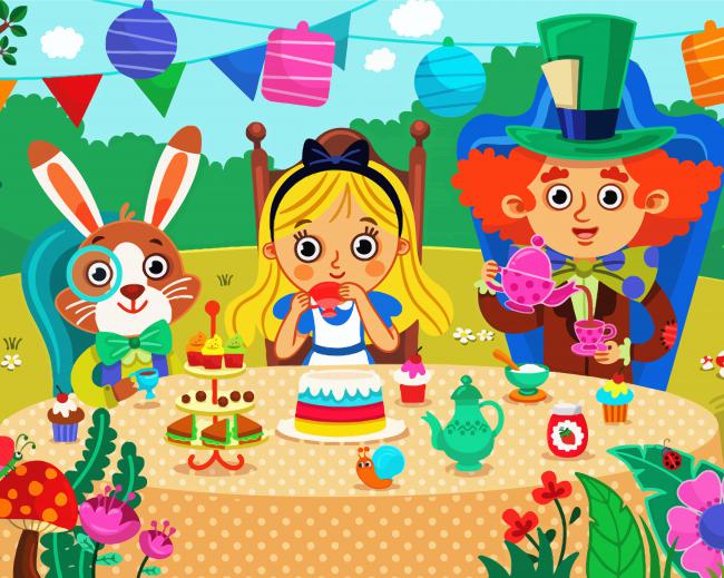 Cartoon Mad Hatter Tea Party Paint By Number
