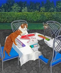 Cats Playing Mahjong Game Paint By Number