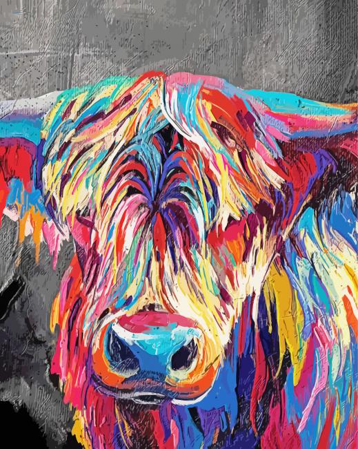 Colourful Highland Cow Paint By Number