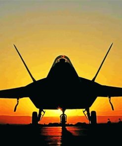 F35 Jet Silhouette At Sunset Paint By Number