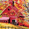 Fall With Barn Art Paint By Number