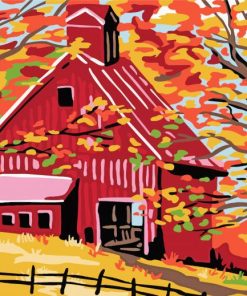 Fall With Barn Art Paint By Number