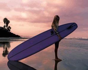 Girl And Surfboard Paint By Number