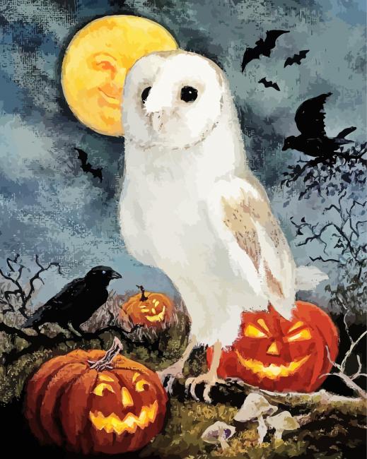 Halloween White Owl Paint By Number