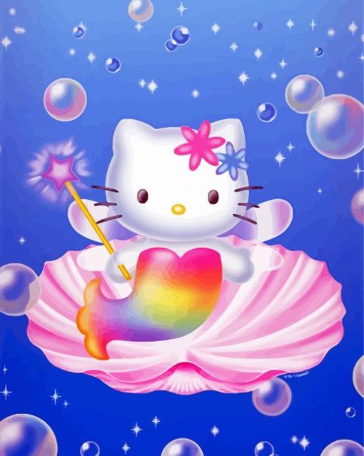 Hello Kitty Cat Mermaid Paint By Number