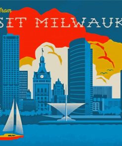 Milwaukee City Travel Poster Paint By Number