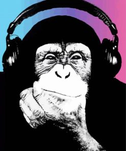 Monkey With Headphones Paint By Number