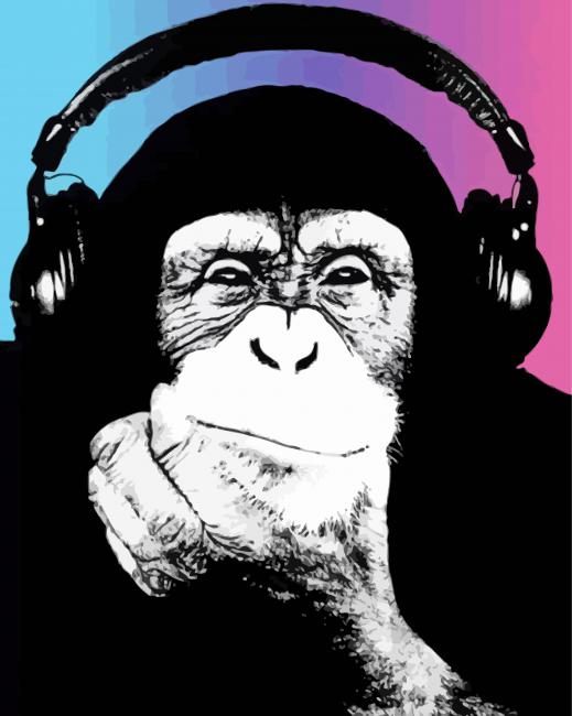 Monkey With Headphones Paint By Number