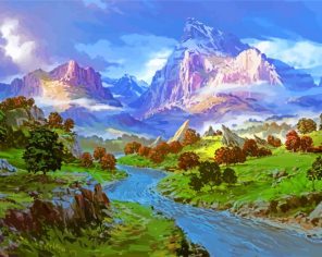 Mountains Landscape Art Paint By Number