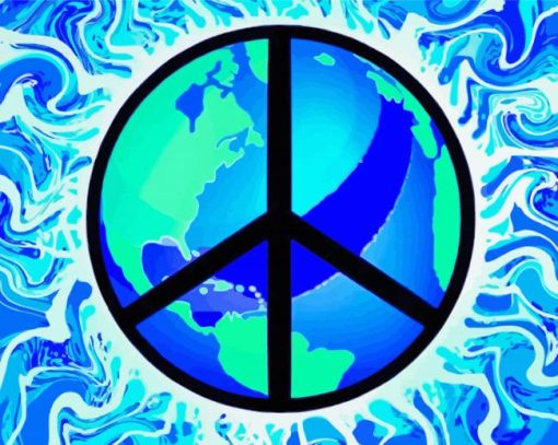 Peace Sign And World Illustration Paint By Number