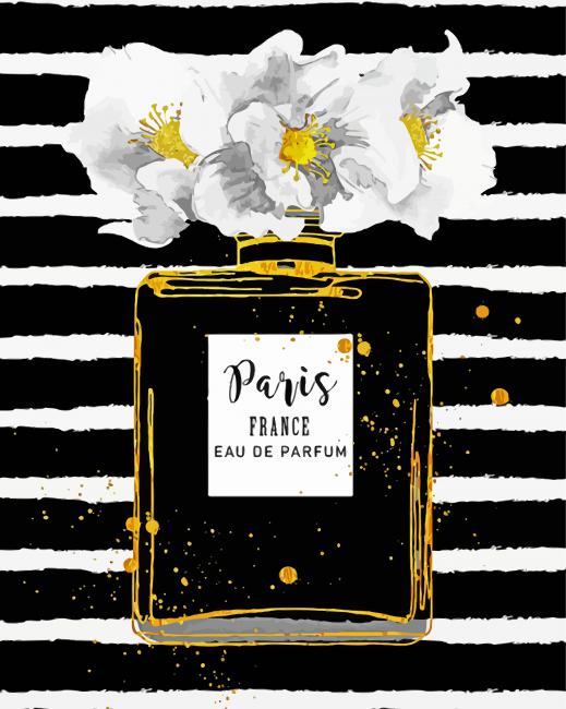 Perfume Bottle White Flower Paint By Number