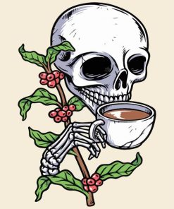 Skull Drinking Coffee Paint By Number